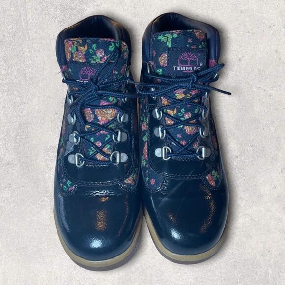 TIMBERLAND FLOWER FLORAL GIRLS WINTER RAIN SNOW BOOT BLUE 6 - Picture 1 of 5